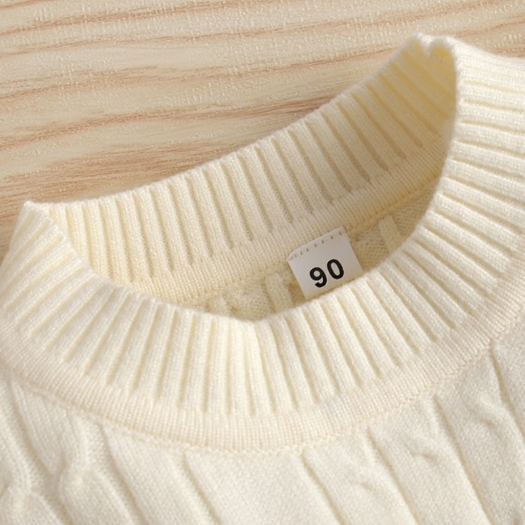 Girls Solid Ruffle Decoration Pullover Sweater - Picture 4 of 6